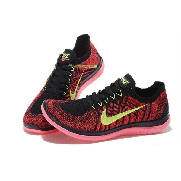 Nike Free 4.0 Flyknit 2015 Herren Laufschuhe Schwarz/Hot Lava/Hell Purpurnen/Volt 717075-006