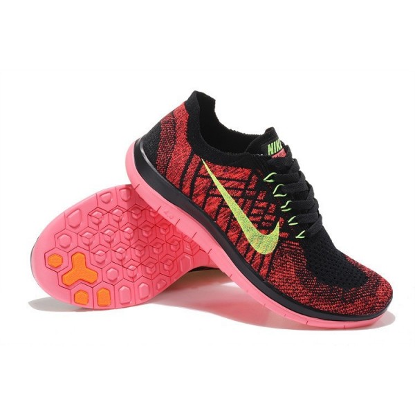 Nike Free 4.0 Flyknit 2015 Herren Laufschuhe Schwarz/Hot Lava/Hell Purpurnen/Volt 717075-006