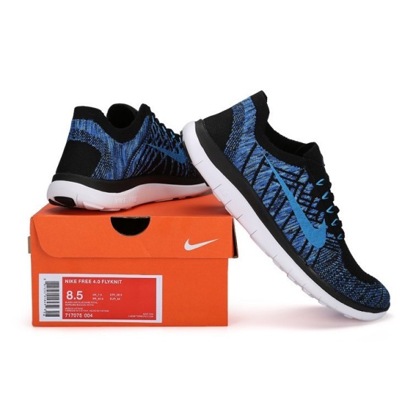Nike Free 4.0 Flyknit 2015 Herren Laufschuhe Schwarz/Blaue Lagune/Spiel Royal 717075-004