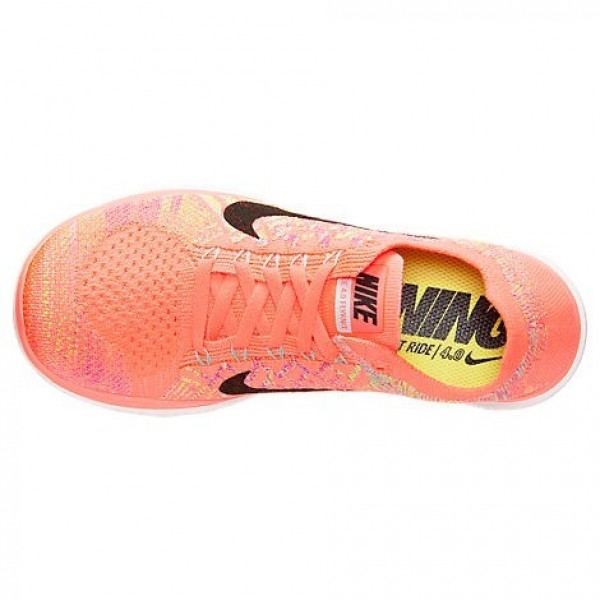 Nike Free 4.0 Flyknit 2015 Damen Laufschuhe Hot Lava/Schwarz/Fuchsia Flash-717076-800