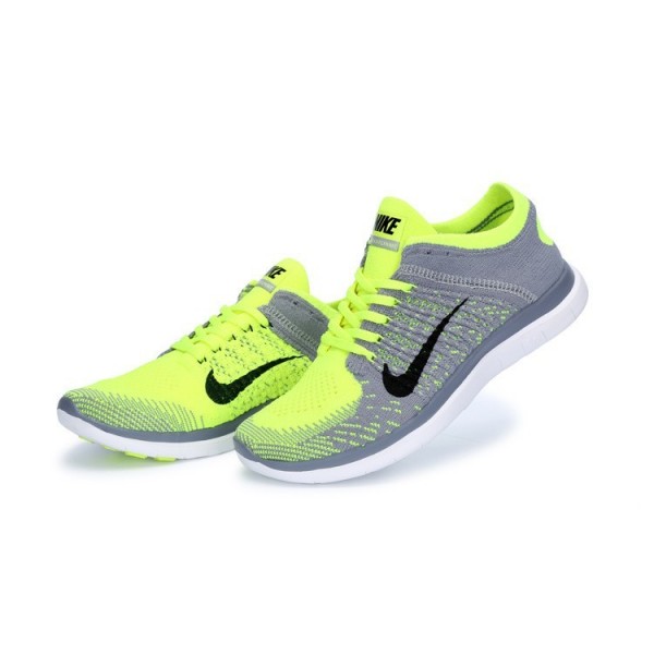 Nike Free 4.0 Flyknit 2014 Herren Laufschuhe Wolf Grau Schwarz Volt 631053-005