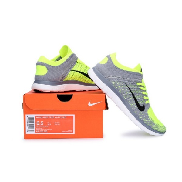 Nike Free 4.0 Flyknit 2014 Herren Laufschuhe Wolf Grau Schwarz Volt 631053-005