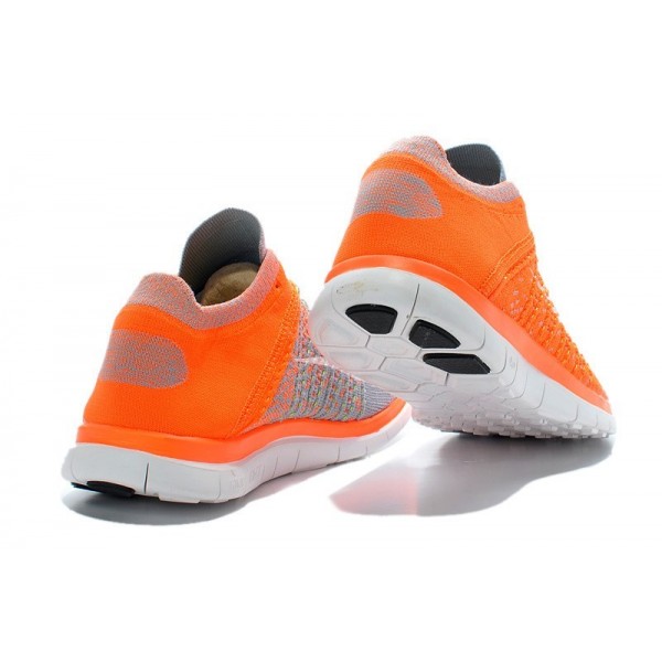 Nike Free 4.0 Flyknit 2014 Herren Laufschuhe Wolf Grau/Weiß/Total Orange/Volt 631053-008