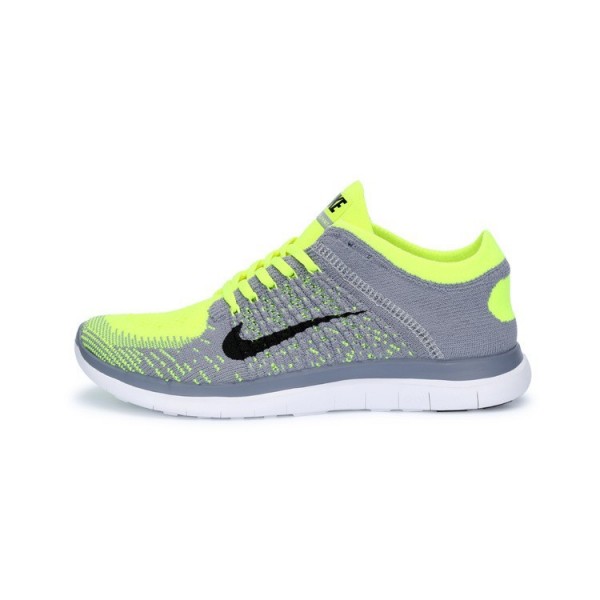 Nike Free 4.0 Flyknit 2014 Herren Laufschuhe Wolf Grau Schwarz Volt 631053-005