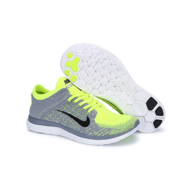 Nike Free 4.0 Flyknit 2014 Herren Laufschuhe Wolf Grau Schwarz Volt 631053-005