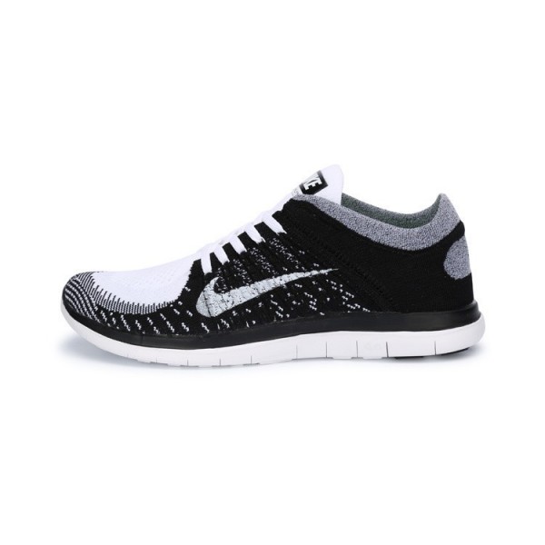 Nike Free 4.0 Flyknit 2014 Herren Laufschuhe Weiß Schwarz Wolf Grau 631053-100
