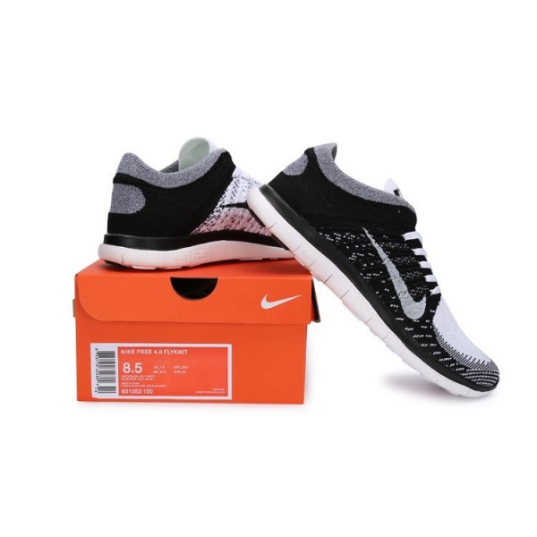 Nike Free 4.0 Flyknit 2014 Herren Laufschuhe Weiß Schwarz Wolf Grau 631053-100