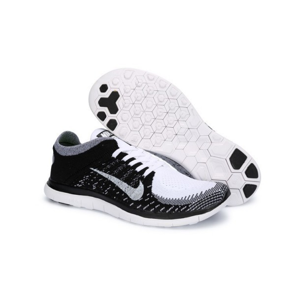 Nike Free 4.0 Flyknit 2014 Herren Laufschuhe Weiß Schwarz Wolf Grau 631053-100