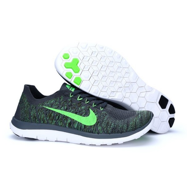 Nike Free 4.0 Flyknit 2015 Herren Laufschuhe Kühlen Grau/Grün Schlag/Schwarz 717075-007