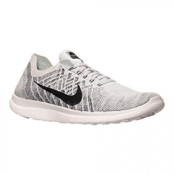 Nike Free 4.0 Flyknit 2015 Herren Laufschuhe Reines Platin/Weiß/Grau/Schwarz 717075-005