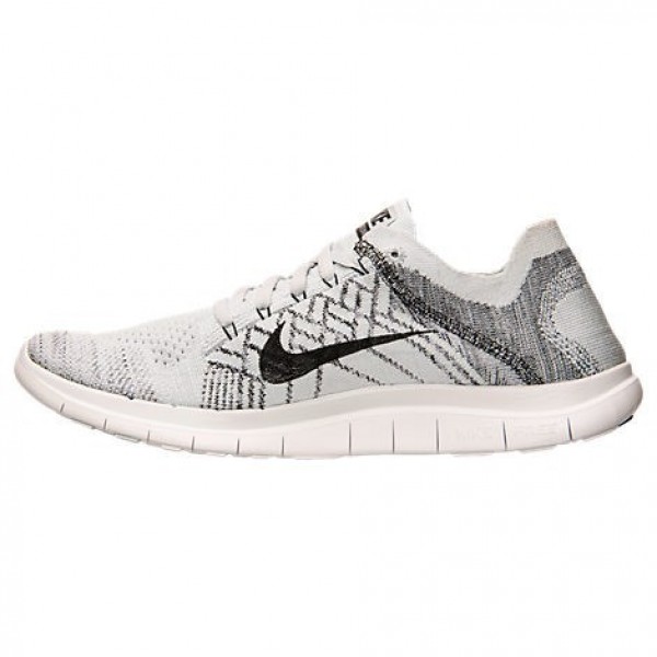 Nike Free 4.0 Flyknit 2015 Herren Laufschuhe Reines Platin/Weiß/Grau/Schwarz 717075-005