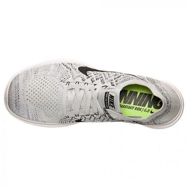 Nike Free 4.0 Flyknit 2015 Herren Laufschuhe Reines Platin/Weiß/Grau/Schwarz 717075-005
