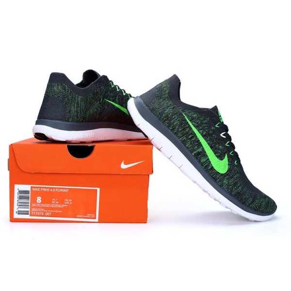 Nike Free 4.0 Flyknit 2015 Herren Laufschuhe Kühlen Grau/Grün Schlag/Schwarz 717075-007