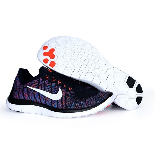 Nike Free 4.0 Flyknit 2015 Herren Laufschuhe Dunkle Obsidian/Hot Lava/Spiel Royal/Summit Weiß 717075-401