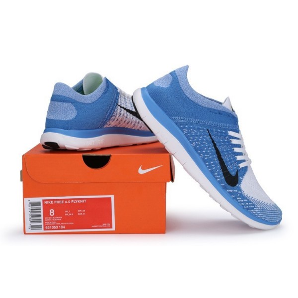 Nike Free 4.0 Flyknit 2014 Herren Laufschuhe Military Blau/Weiß/Schwarz 631053-104